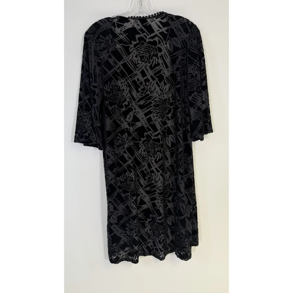 Anthropologie Mauve Black Burnout Velvet Kimono Whimsigoth Boho Festival Sz L